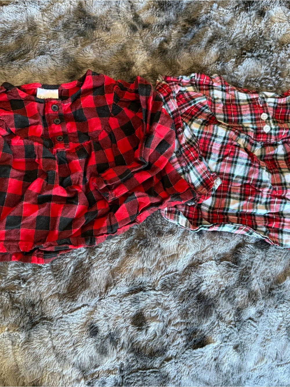 Falls Creek Kids 12M Christmas Plaid Tops 2 Piece Lot